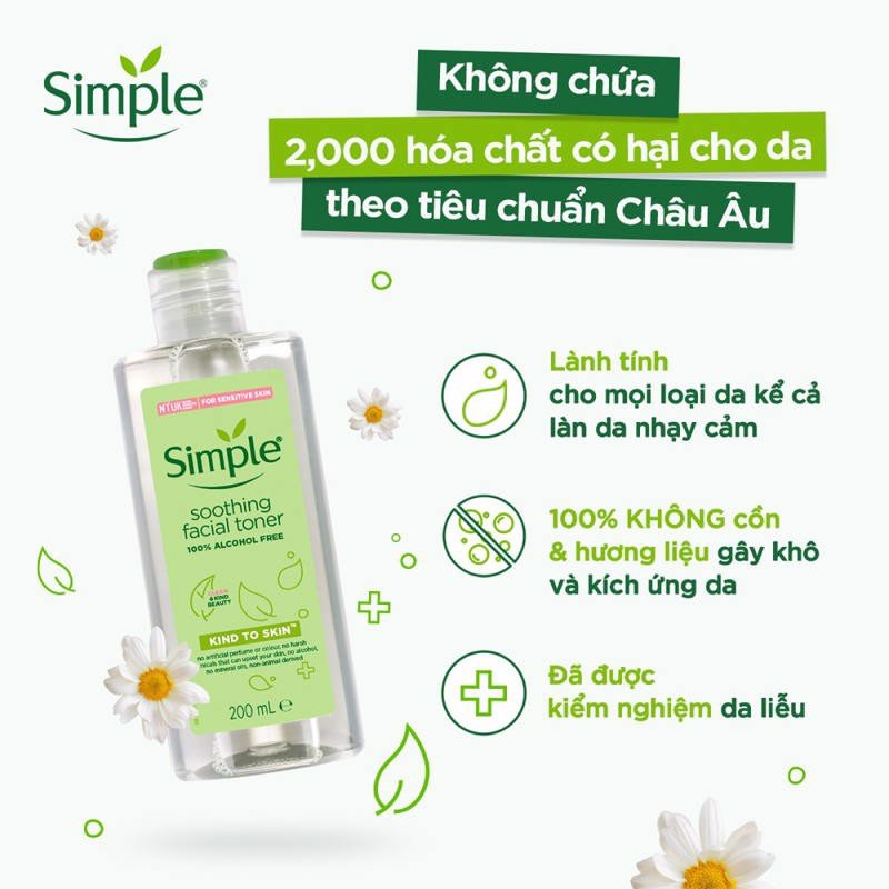 Nước Hoa Hồng Simple Kind To Skin Soothing Facial, 51% OFF
