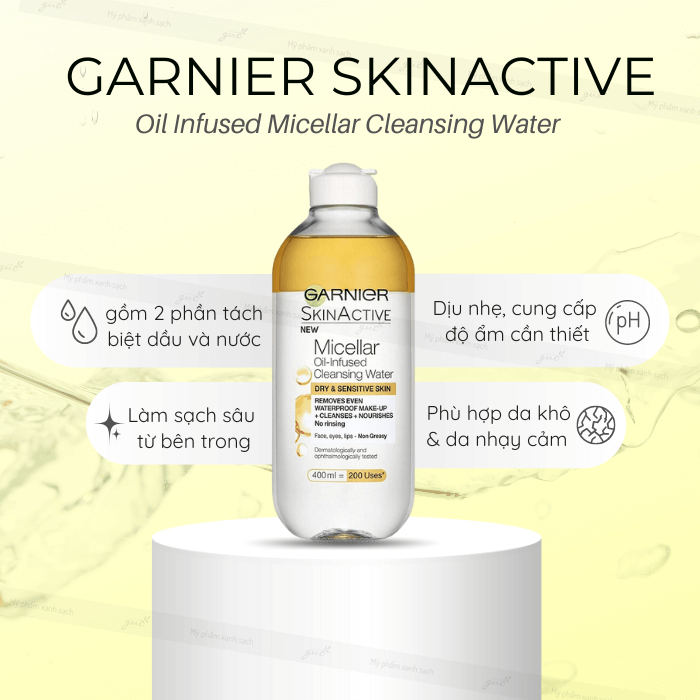 Review Tẩy trang Garnier vàng cho từng loại da. Giá bán?