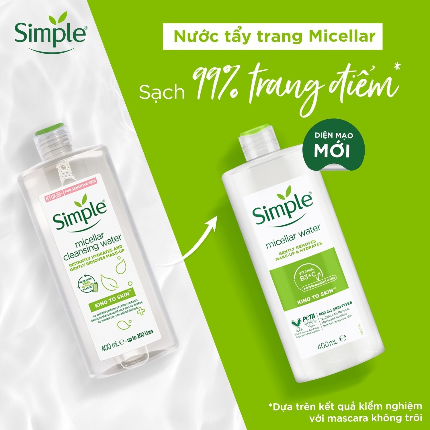 Mua ngay SIMPLE, Nước Tẩy Trang Simple Dịu Nhẹ Làm Sạch Lớp Trang Điểm Và  Cấp Ẩm Cho Da 400ml với khuyến mãi đặc biệt | Watsons Việt Nam