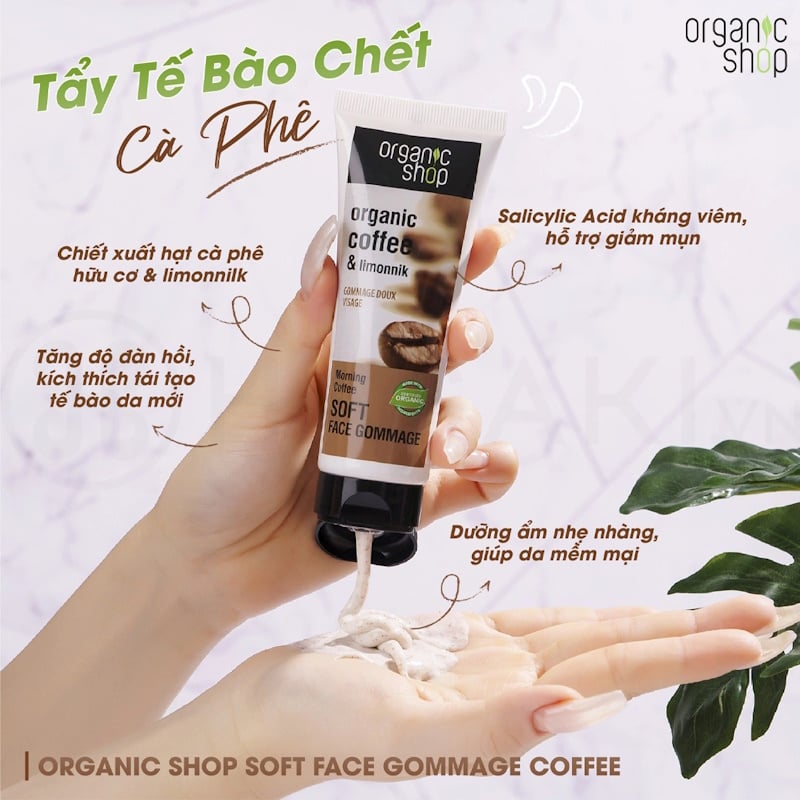Tẩy Tế Bào Chết Chiết Xuất Cà Phê Organic Shop Soft Face Gommage Morning Coffee 75ml