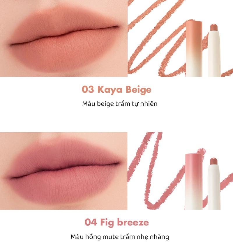 Chì Kẻ Viền Môi Nhung Lì, Lâu Trôi, Thiết Kế 2 Đầu Romand Lip Mate Pencil 0.5g