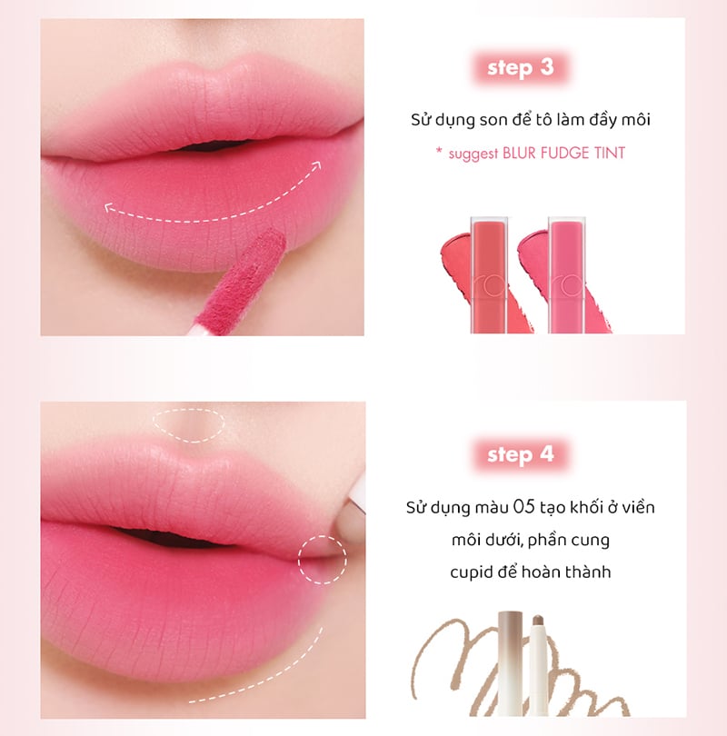 Chì Kẻ Viền Môi Nhung Lì, Lâu Trôi, Thiết Kế 2 Đầu Romand Lip Mate Pencil 0.5g