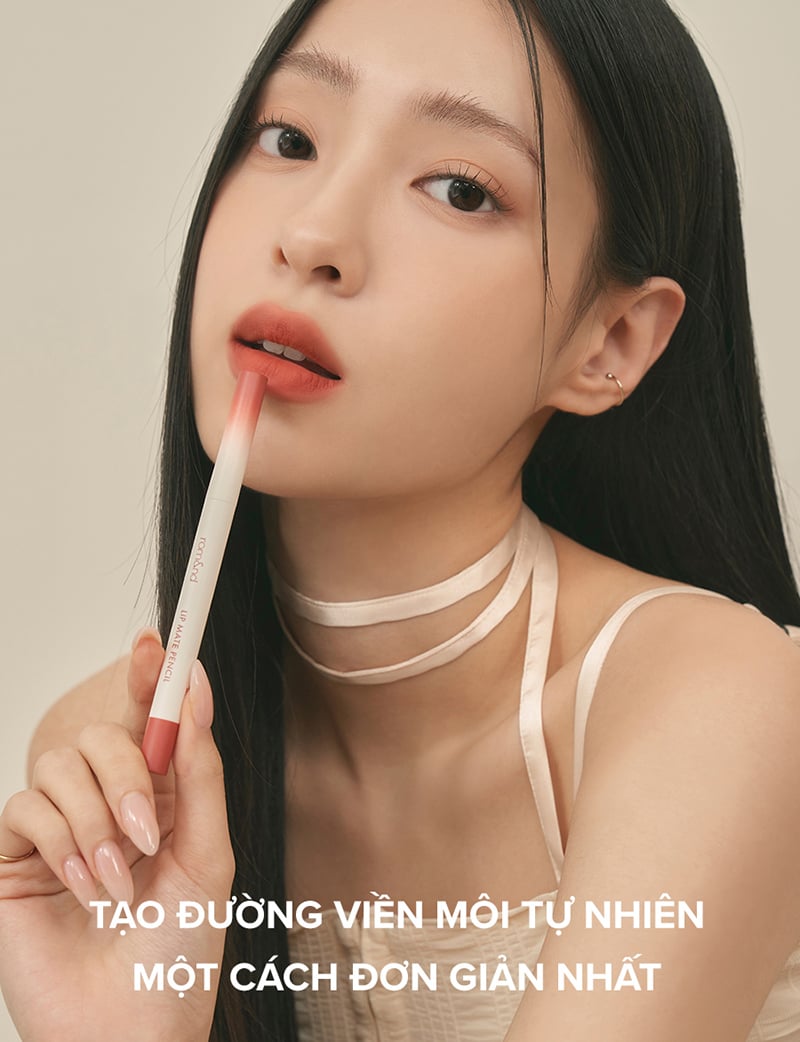 Chì Kẻ Viền Môi Nhung Lì, Lâu Trôi, Thiết Kế 2 Đầu Romand Lip Mate Pencil 0.5g